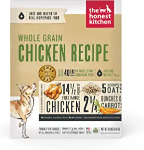 The Honest Kitchen Human Grade Dehydrated Whole Grain Dog Food – Complete Meal or Topper – Chicken 10 lb