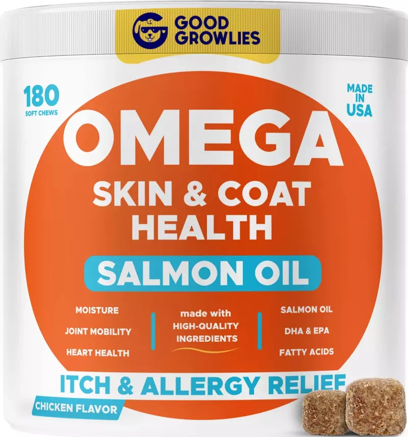 GOODGROWLIES Omega 3 Alaskan Fish Oil Treats for Dogs